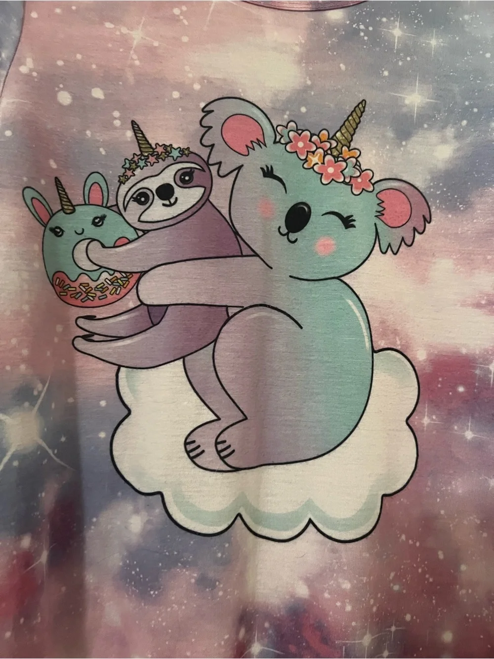 The Children's Place Girls XL 14 Purple Tie-Dye Koala & Sloth Nightgown